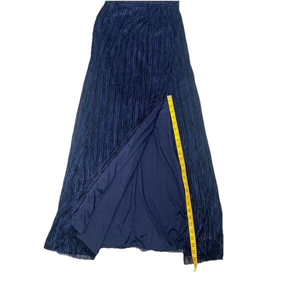 Adrianna Papell Metallic Crinkle Lame Gown Navy Women’s Size 6 NWT - Picture 4 of 12